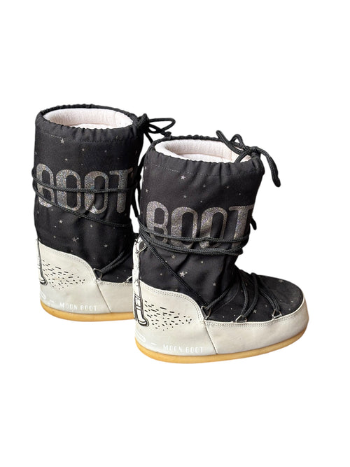 Moonboots noires argenté Cosmonaute 31-34